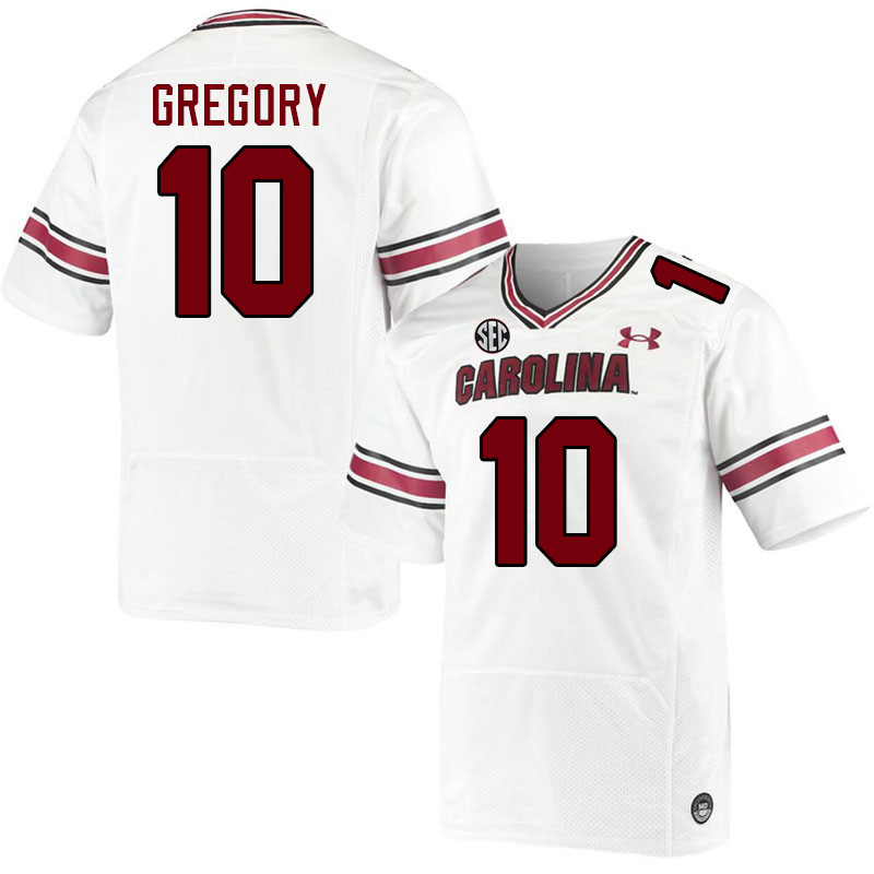 Men #10 Wendell Gregory South Carolina Gamecocks College Football Jerseys Stitched-White